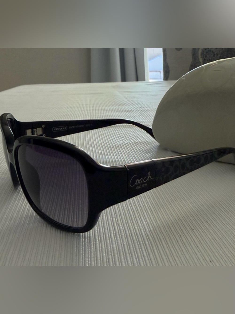 Coach Women's Lacey Black Sunglasses with Smoky Gradient Lenses - Picture 3 of 6